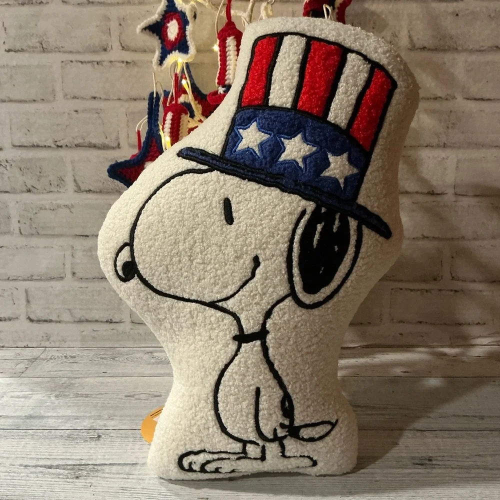 Peanuts Snoopy Wearing Uncle Sam Hat Patriotic Pillow-17” x 13”